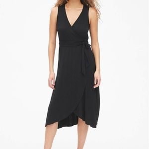 Gap Women's 468900 Black Sleeveless Knit Wrap Midi Dress XS